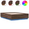 vidaXL Sengeramme med LED-lys brun eik 140x190 cm konstruert tre