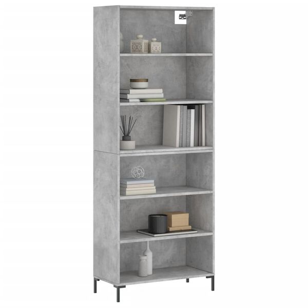 vidaXL Highboard betonggr&aring; 69,5x32,5x180 cm konstruert tre