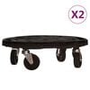 vidaXL Plantetralle med hjul 2 stk diameter 40 cm svart 275 kg
