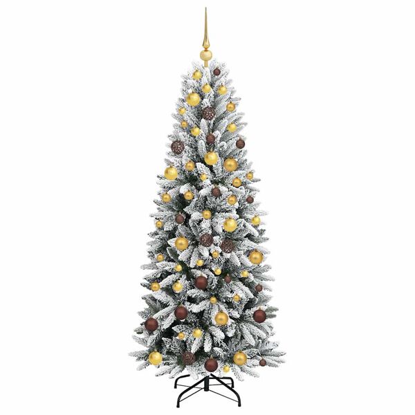 vidaXL Kunstig juletre med 300 LED Hvit 180 cm PVC, plast, st&aring;l og PE
