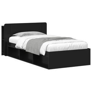 vidaXL Sengeramme med oppbevaring Svart 90 x 190 cm Konstruert tre