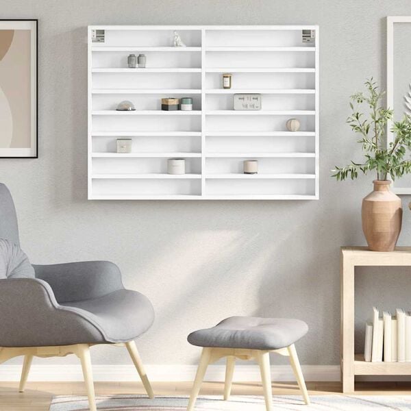 vidaXL Vitrineskap hvit 100x8,5x75 cm konstruert tre