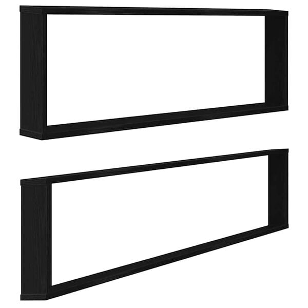vidaXL Vegghyller kube 2 stk svart eik 100x15x30 cm konstruert tre