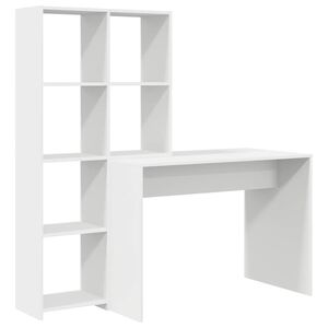vidaXL Skrivebord med hylle Hvit 138,5 x 55 x 143 cm Konstruert tre