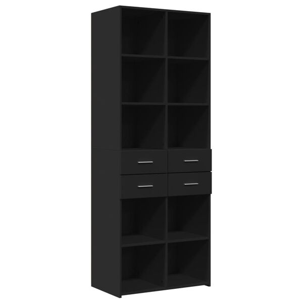 vidaXL Highboard svart 70x42,5x185 cm konstruert tre
