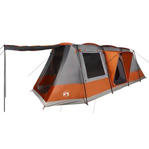 vidaXL Tunneltelt for camping 4 personer gr&aring; og oransje vanntett