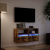 vidaXL Vegghengt TV-benker med LED-lys 2 stk røkt eik 41x31x45 cm