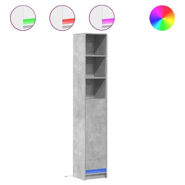 vidaXL Skjenk med LED betonggr&aring; 36x32,5x200 cm konstruert tre