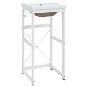 vidaXL Servantramme med innebygd servant hvit jern
