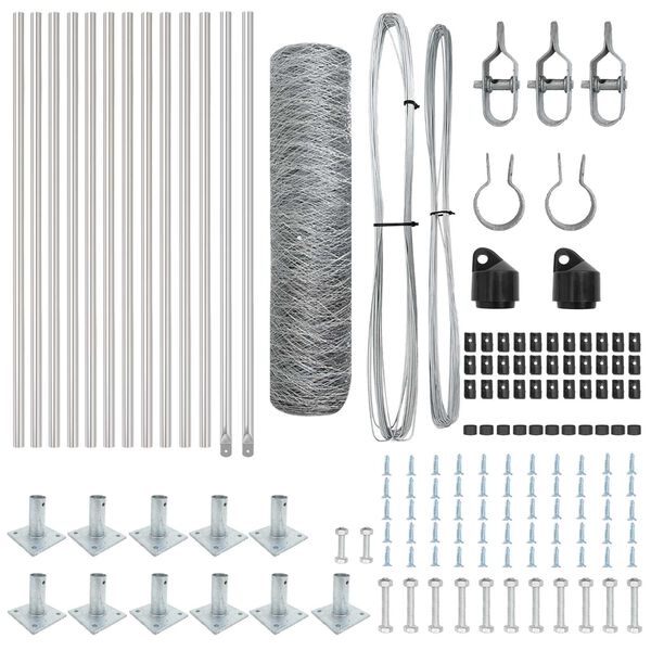 vidaXL Gjerdep&aring;le s&oslash;lv 25 x 0,5 m (50 mm nett) St&aring;l