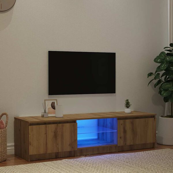 vidaXL TV-benk med LED-lys artisan eik 140x40x36 cm konstruert tre