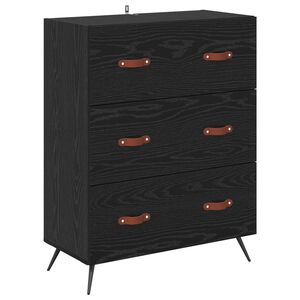 vidaXL Kommode med skuff Svart Eik 69,5 x 34 x 90 cm Konstruert tre