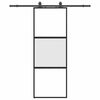 vidaXL Skyved&oslash;r med monteringssett svart 76x205 cm herdet glass