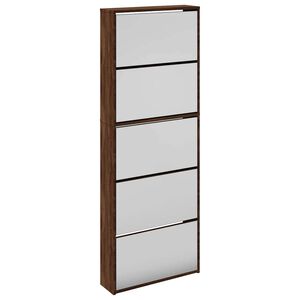 vidaXL Skoskap med speil 5 lag brun eik 63x17x169,5 cm