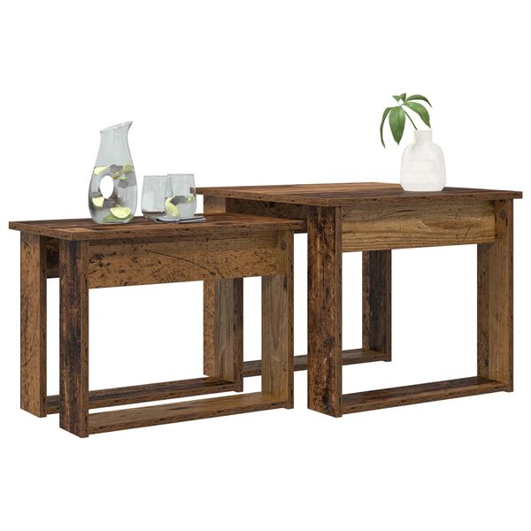 vidaXL Kaffebord Sett 2 pcs Gammelt tre Konstruert tre