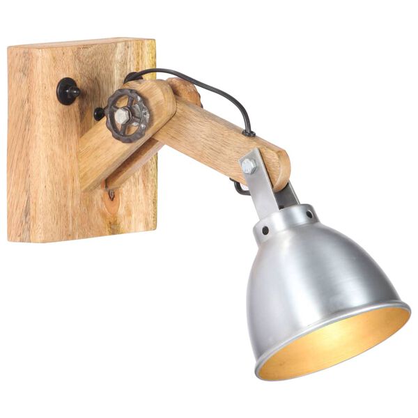 vidaXL Vegglampe E27 sølv heltre mango og jern
