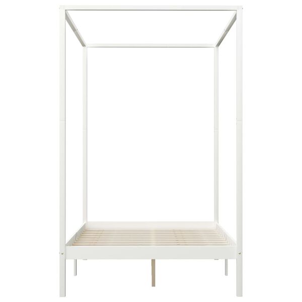 vidaXL Himmelsengeramme med 2 skuffer hvit heltre furu 140x200 cm