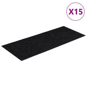 vidaXL Trappematter selvklebende 15 stk 60x25 cm svarte rektangul&aelig;re