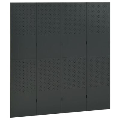 vidaXL Romdeler 4 paneler antrasitt 160x180 cm stål