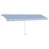 vidaXL Manuell uttrekkbar markise med LED 600x350 cm bl&aring; og hvit