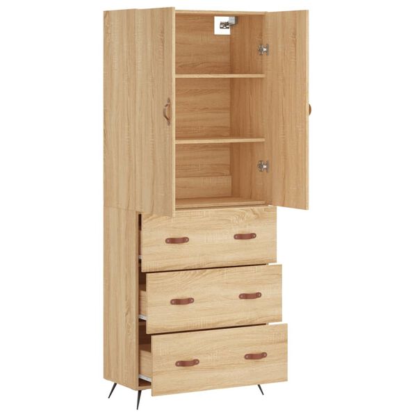 vidaXL Highboard sonoma eik 69,5x34x180 cm konstruert tre