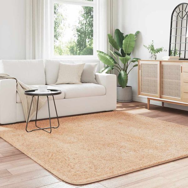 vidaXL Flossteppe med lang luv NAVARRA beige 200x200 cm polyester