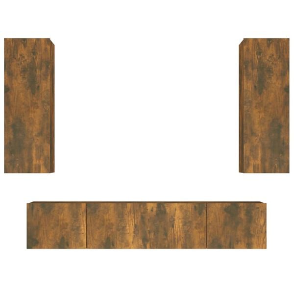 vidaXL TV-skapsett 4 deler r&oslash;kt eik konstruert tre