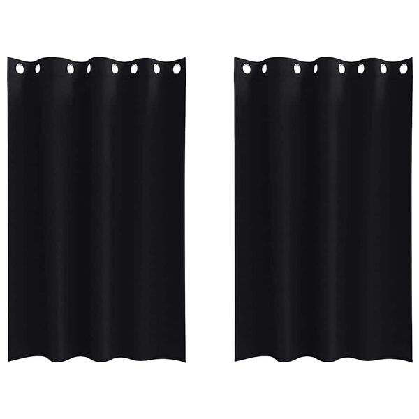 vidaXL M&oslash;rkleggende Gardiner med Ringer 2 pcs Svart 175 x 140 cm