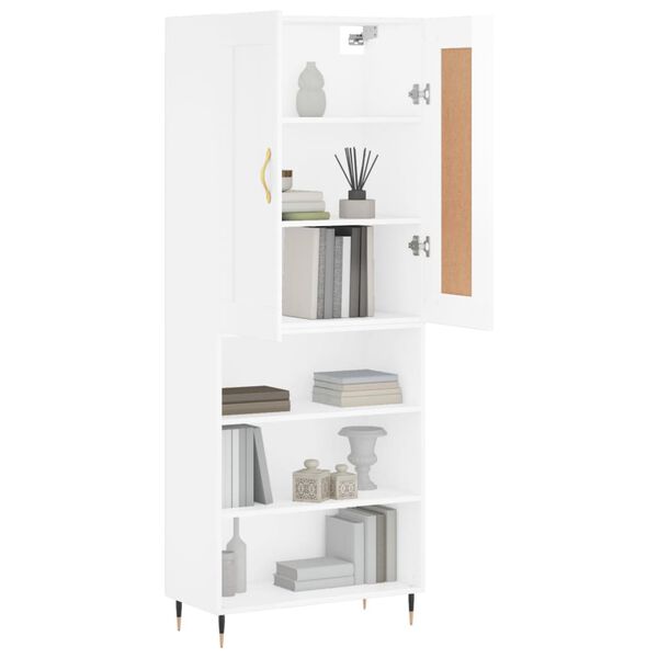 vidaXL Highboard h&oslash;yglans hvit 69,5x34x180 cm konstruert tre