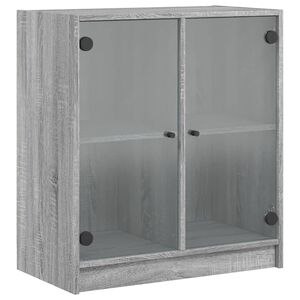 vidaXL Veggskap med glassd&oslash;rer gr&aring; sonoma 68x37x75,5 cm