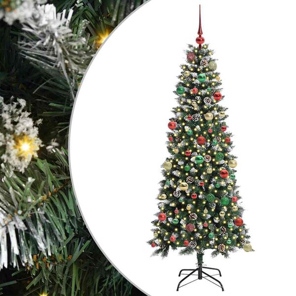 vidaXL Kunstig juletre med 300 LED gr&oslash;nn 180 cm PVC og plast og st&aring;l
