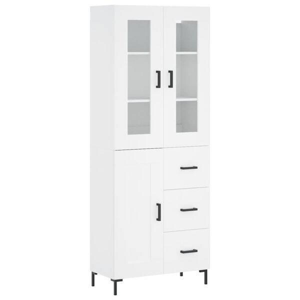 vidaXL Highboard hvit 69,5x34x180 cm konstruert tre