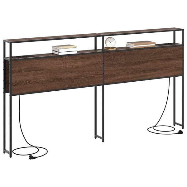 vidaXL Lagringshodegavl med hylle brun eik 200 cm Konstruert tre