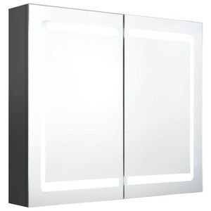 vidaXL LED-speilskap til bad gr&aring; 80x12x68 cm