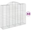 vidaXL Gabionkurver buede 8 stk 200x50x160/180 cm galvanisert jern
