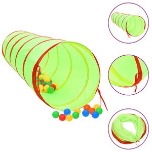 vidaXL Leketunnel for barn med 250 baller gr&oslash;nn 175 cm polyester