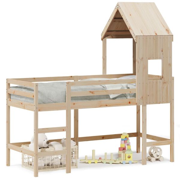 vidaXL K&oslash;yeseng med stige og tak 80x200 cm heltre furu