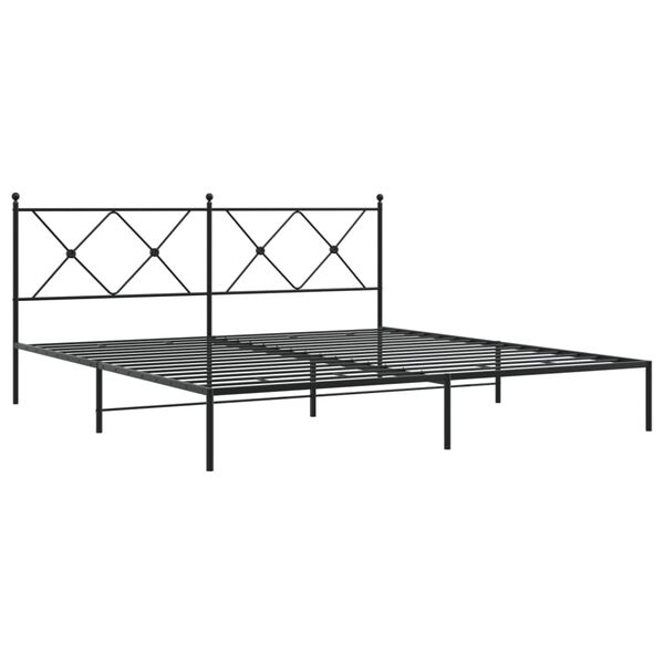 vidaXL Sengeramme i metall med sengegavl svart 183x213 cm