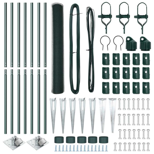 vidaXL Gjerdep&aring;le gr&oslash;nn 10 x 1,2 m (25 mm maske) St&aring;l og PVC