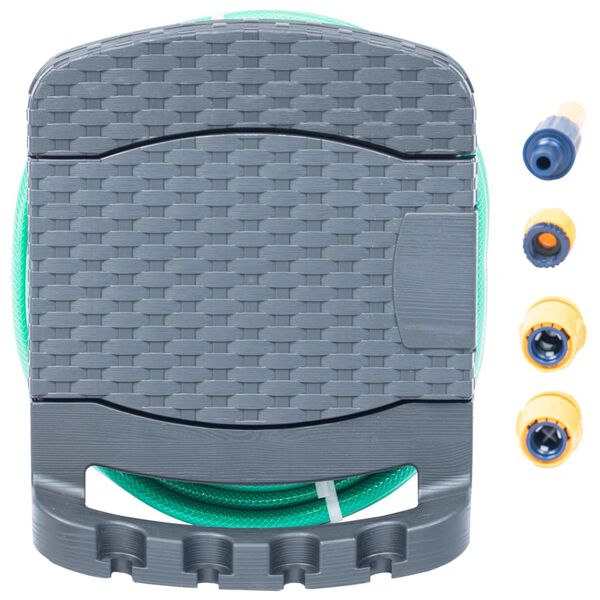 vidaXL Veggmontert slangetrommel med slange plast antrasitt