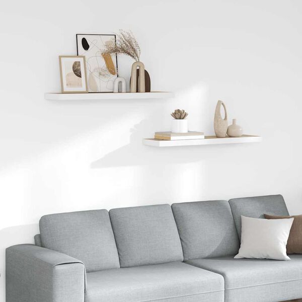 vidaXL Flytende vegghyller 2 stk eik og hvit 80x23,5x3,8 cm MDF