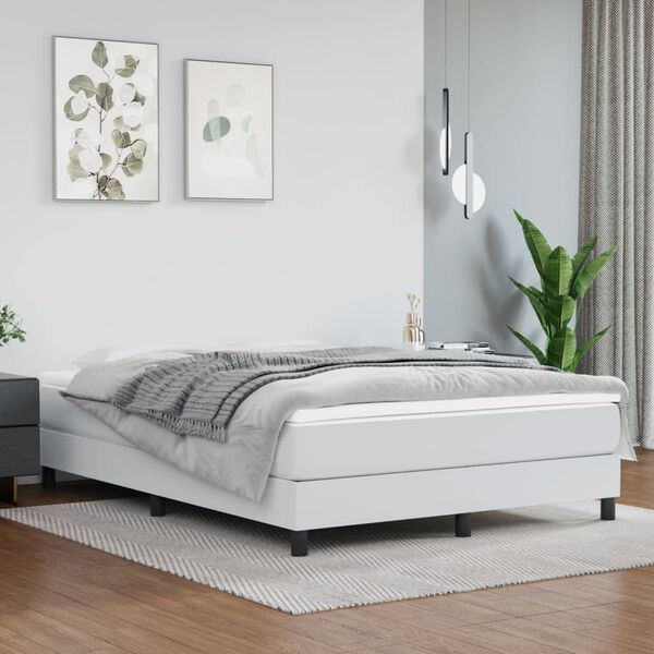 vidaXL Boxspring-sengeramme hvit 135x190 cm Double kunstskinn