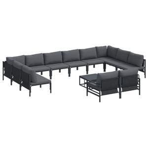 vidaXL Hagesofa Set med pute 13 pcs Svart St&aring;l