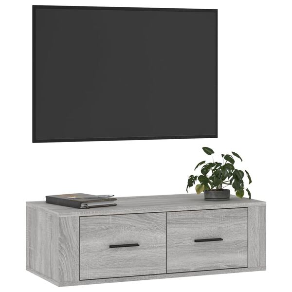 vidaXL Hengende TV-benk grå sonoma 80x36x25 cm konstruert tre