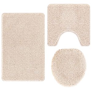 vidaXL Anti-skli baderomsmatte sett 3 stk. Krem 50 x 80 cm PP