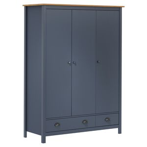 vidaXL Garderobeskap 3 d&oslash;rer Hill gr&aring; 127x50x170 cm heltre furu