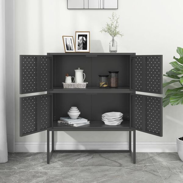 vidaXL Highboard antrasitt 80x35x100 cm st&aring;l