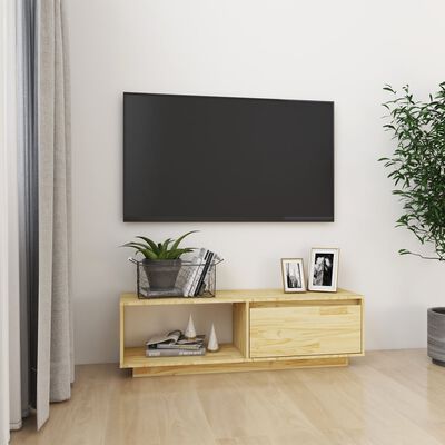 vidaXL TV-benk 110x30x33,5 cm heltre furu hvit