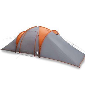 vidaXL Kuppeltelt for camping 6 personer gr&aring; og oransje vanntett