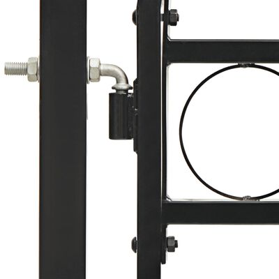 vidaXL Hageport med dobbel dør og buet topp stål 300x150 cm svart